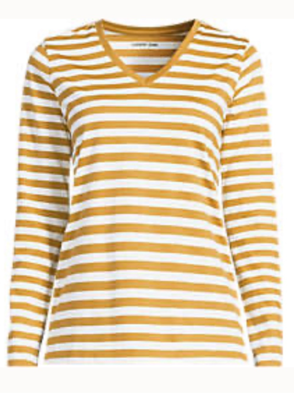 *NWT* Lands' End Supima Cotton Gold Relaxed Long Sleeve V-Neck T-Shirt-Size 1X